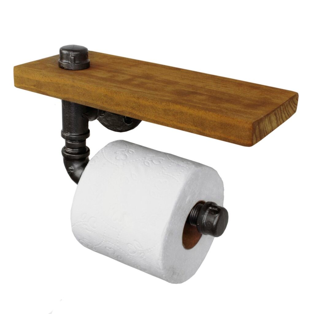 Portarrollos "Holbox" Gris Hierro, Estilo Vintage Industrial para Baño, Hecho en México de manera Artesanal con Acero de alta resistencia.