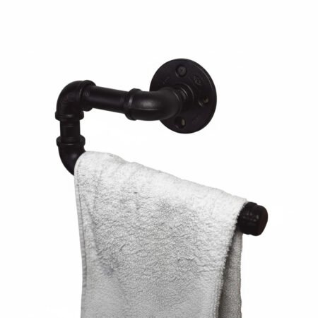 Toallero de Manos "Itzel" Negro Mate, Estilo Vintage Industrial para Baño, Hecho en México de manera Artesanal con Acero de alta resistencia.