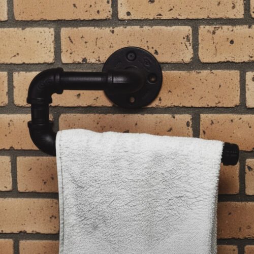 Toallero de Manos "Itzel" Negro Mate, Estilo Vintage Industrial para Baño, Hecho en México de manera Artesanal con Acero de alta resistencia.