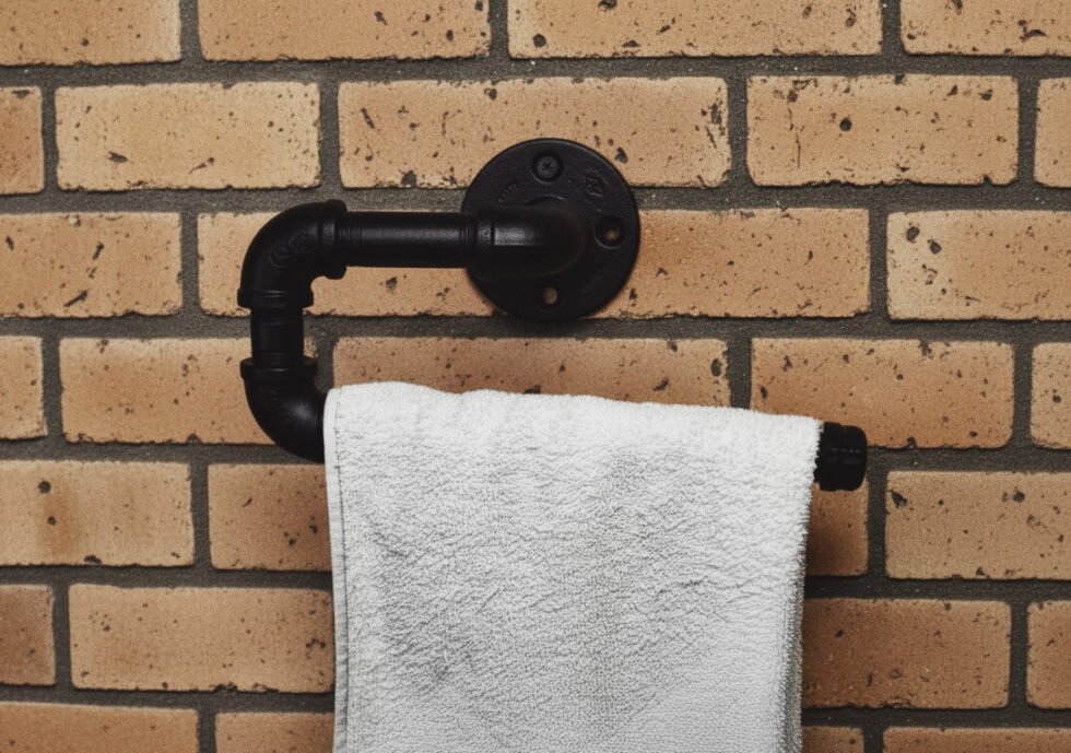 Toallero de Manos "Itzel" Negro Mate, Estilo Vintage Industrial para Baño, Hecho en México de manera Artesanal con Acero de alta resistencia.