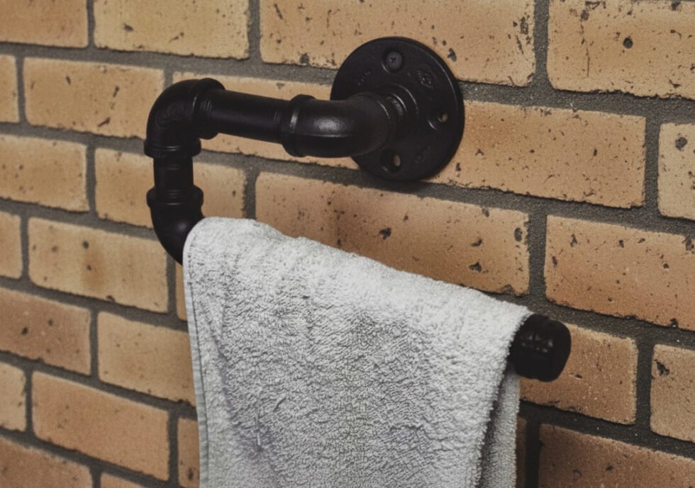 Toallero de Manos "Itzel" Negro Mate, Estilo Vintage Industrial para Baño, Hecho en México de manera Artesanal con Acero de alta resistencia.