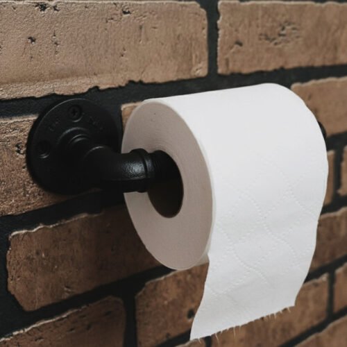 Portarrollos "Itzia" Negro Mate, Estilo Vintage Industrial para Baño, Hecho en México de manera Artesanal con Acero de alta resistencia.