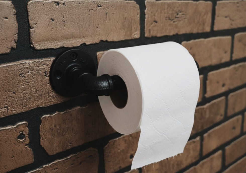 Portarrollos "Itzia" Negro Mate, Estilo Vintage Industrial para Baño, Hecho en México de manera Artesanal con Acero de alta resistencia.