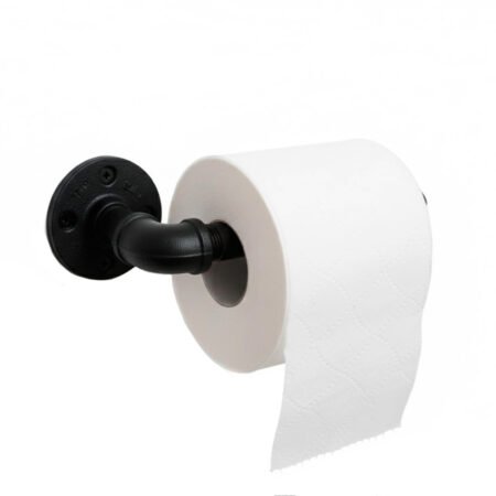 Portarrollos "Itzia" Negro Mate, Estilo Vintage Industrial para Baño, Hecho en México de manera Artesanal con Acero de alta resistencia.