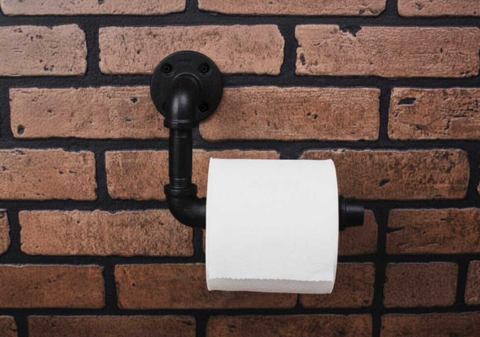 Portarrollos Artesanal "Ixchel" Negro Mate, Estilo Vintage Industrial para Baño, Hecho en México de manera Artesanal con Acero de alta resistencia.
