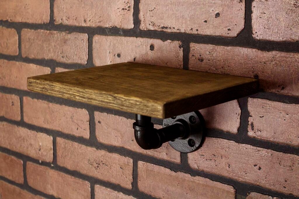 Repisa "Kish" Negro Mate, Estilo Vintage Industrial para Baño, Hecho en México de manera Artesanal con Acero de alta resistencia.