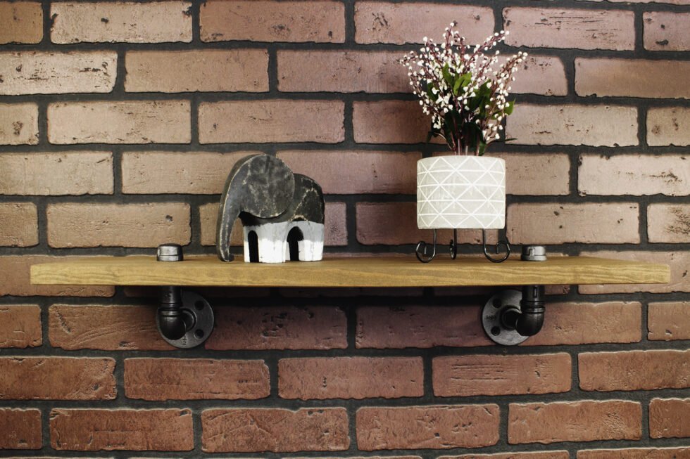 Repisa "Ishtar" Gris Hierro, Estilo Vintage Industrial para Baño, Hecho en México de manera Artesanal con Acero de alta resistencia.