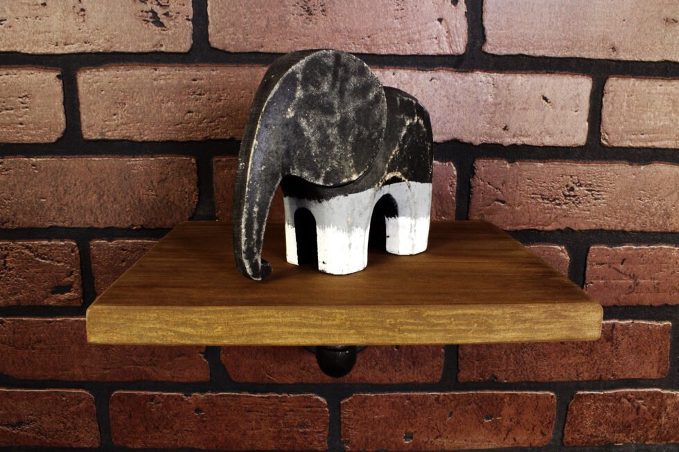 Repisa "Kish" Gris Hierro, Estilo Vintage Industrial para Baño, Hecho en México de manera Artesanal con Acero de alta resistencia.