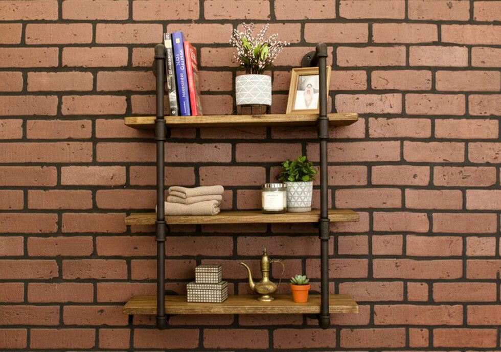 Repisa Doble "Assur" Negro Mate, Estilo Vintage Industrial para Baño, Hecho en México de manera Artesanal con Acero de alta resistencia.
