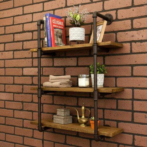 Repisa Doble "Assur" Negro Mate, Estilo Vintage Industrial para Baño, Hecho en México de manera Artesanal con Acero de alta resistencia.