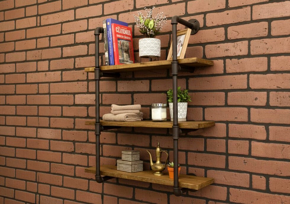 Repisa Doble "Assur" Negro Mate, Estilo Vintage Industrial para Baño, Hecho en México de manera Artesanal con Acero de alta resistencia.