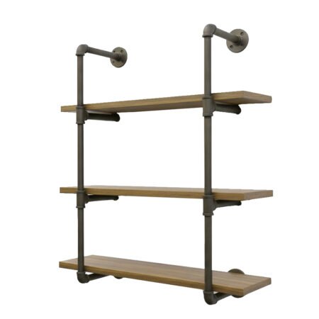 Repisa Doble "Assur" Negro Mate, Estilo Vintage Industrial para Baño, Hecho en México de manera Artesanal con Acero de alta resistencia.