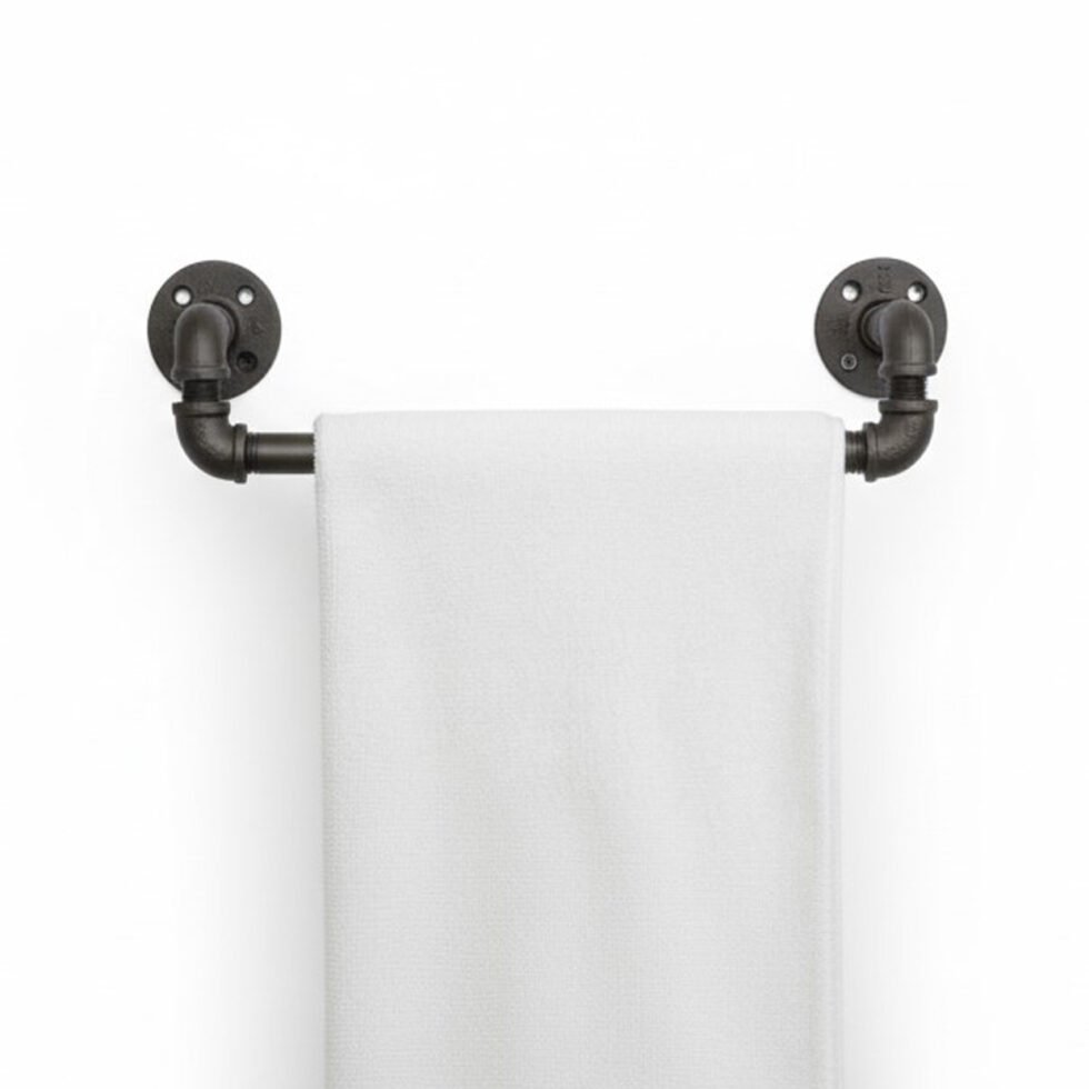 Gancho Perchero de Pared "Balam" Negro Mate, Estilo Industrial para Baño, Fabricado en Acero de alta resistencia con pintura anti corrosión.