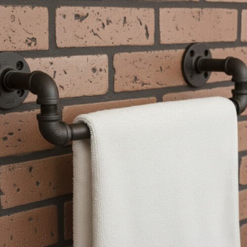 Gancho Perchero de Pared "Balam" Negro Mate, Estilo Industrial para Baño, Fabricado en Acero de alta resistencia con pintura anti corrosión.