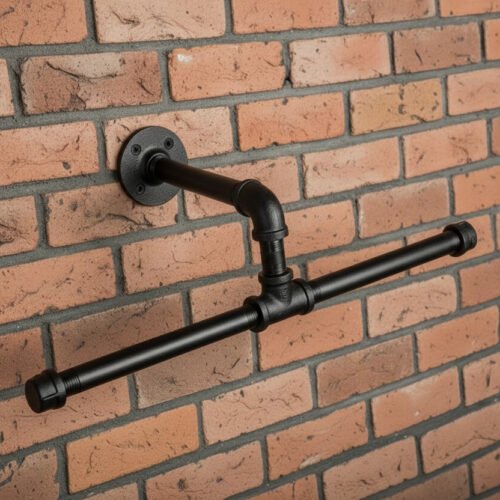 Gancho Perchero de Pared "Coba" Negro Mate, Estilo Industrial para Baño, Fabricado en Acero de alta resistencia con pintura anti corrosión.