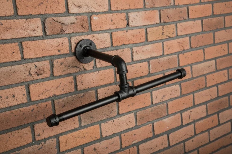 Gancho Perchero de Pared "Coba" Negro Mate, Estilo Industrial para Baño, Fabricado en Acero de alta resistencia con pintura anti corrosión.
