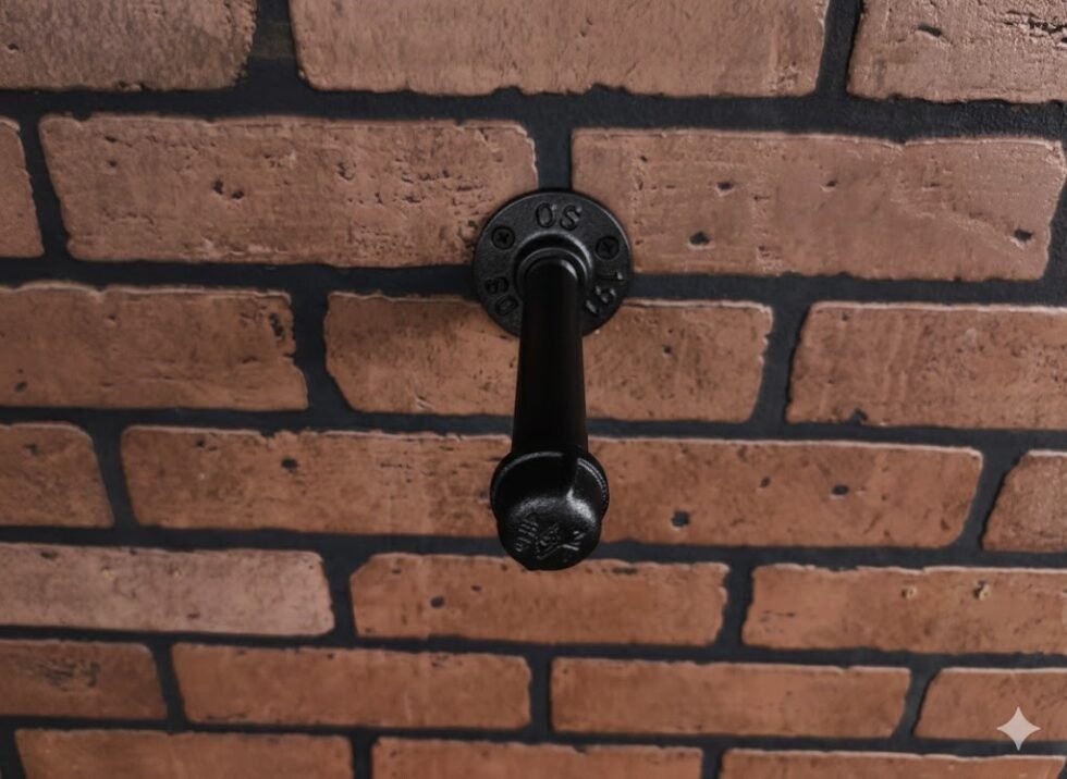 Perchero de Pared "Pakal" Negro Mate, Estilo Industrial para Baño, Fabricado en Acero de alta resistencia con pintura anti corrosión.